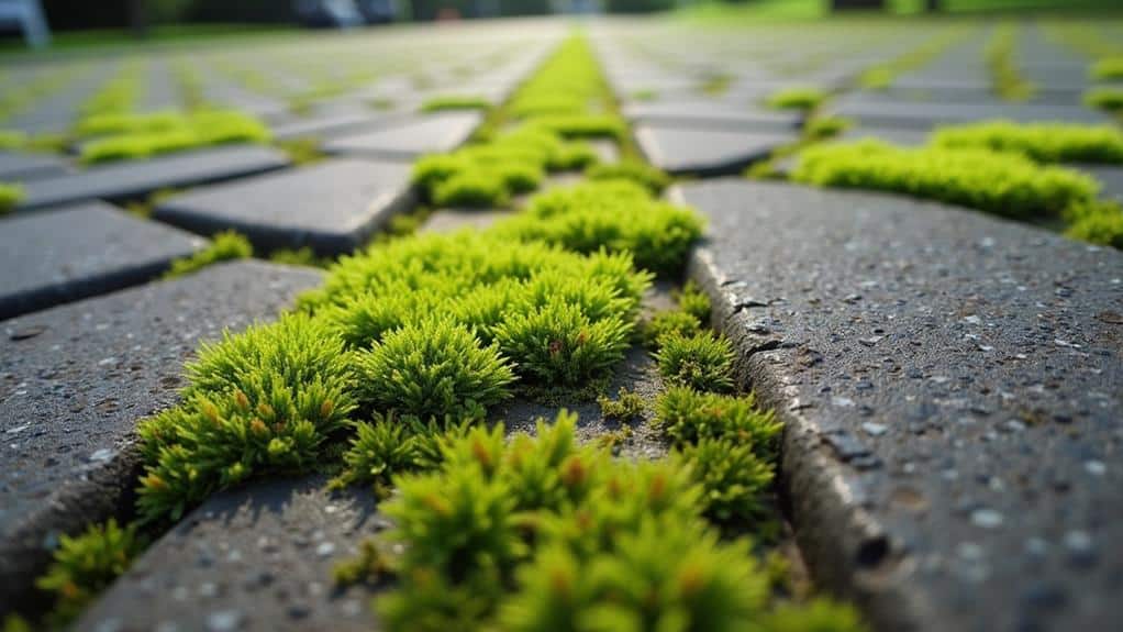 moss growth on tarmac