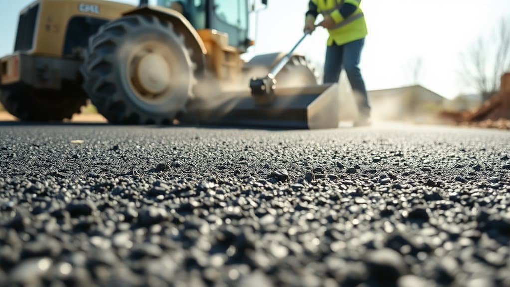 laying down asphalt surface