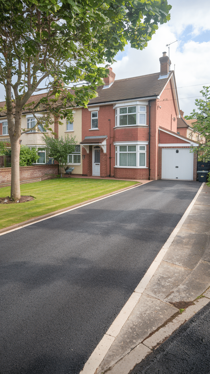Professional tarmac driveway installation in Manchester showing smooth black finish