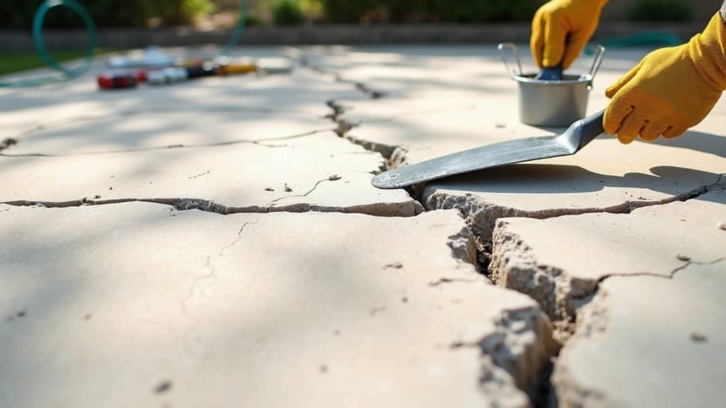 repairing concrete driveway cracks