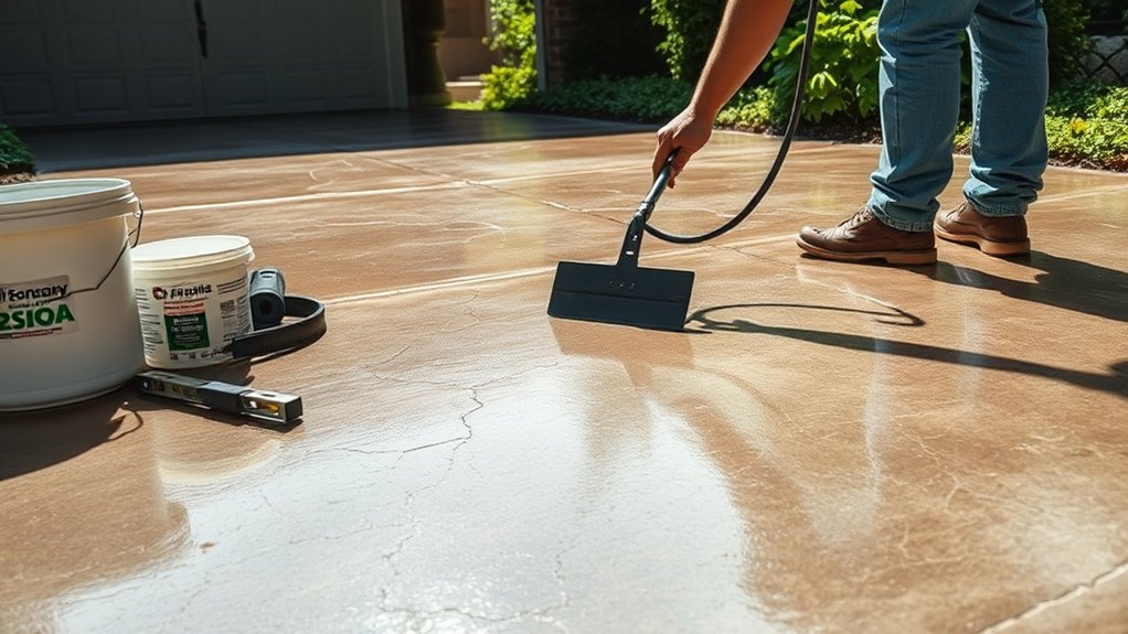concrete driveway overlay installation