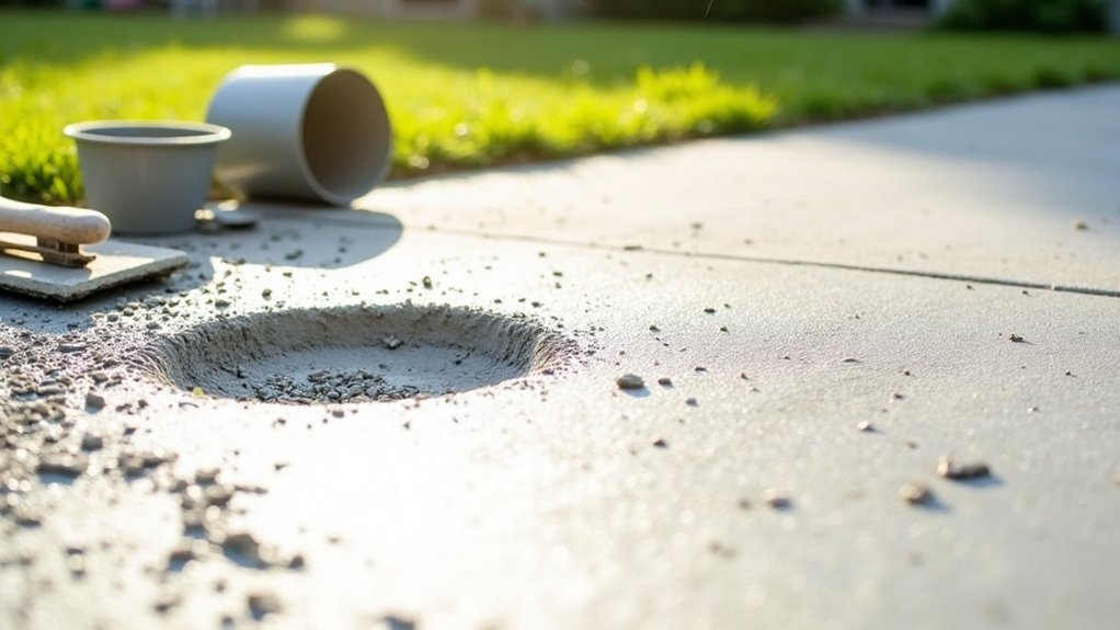 repairing concrete driveway potholes