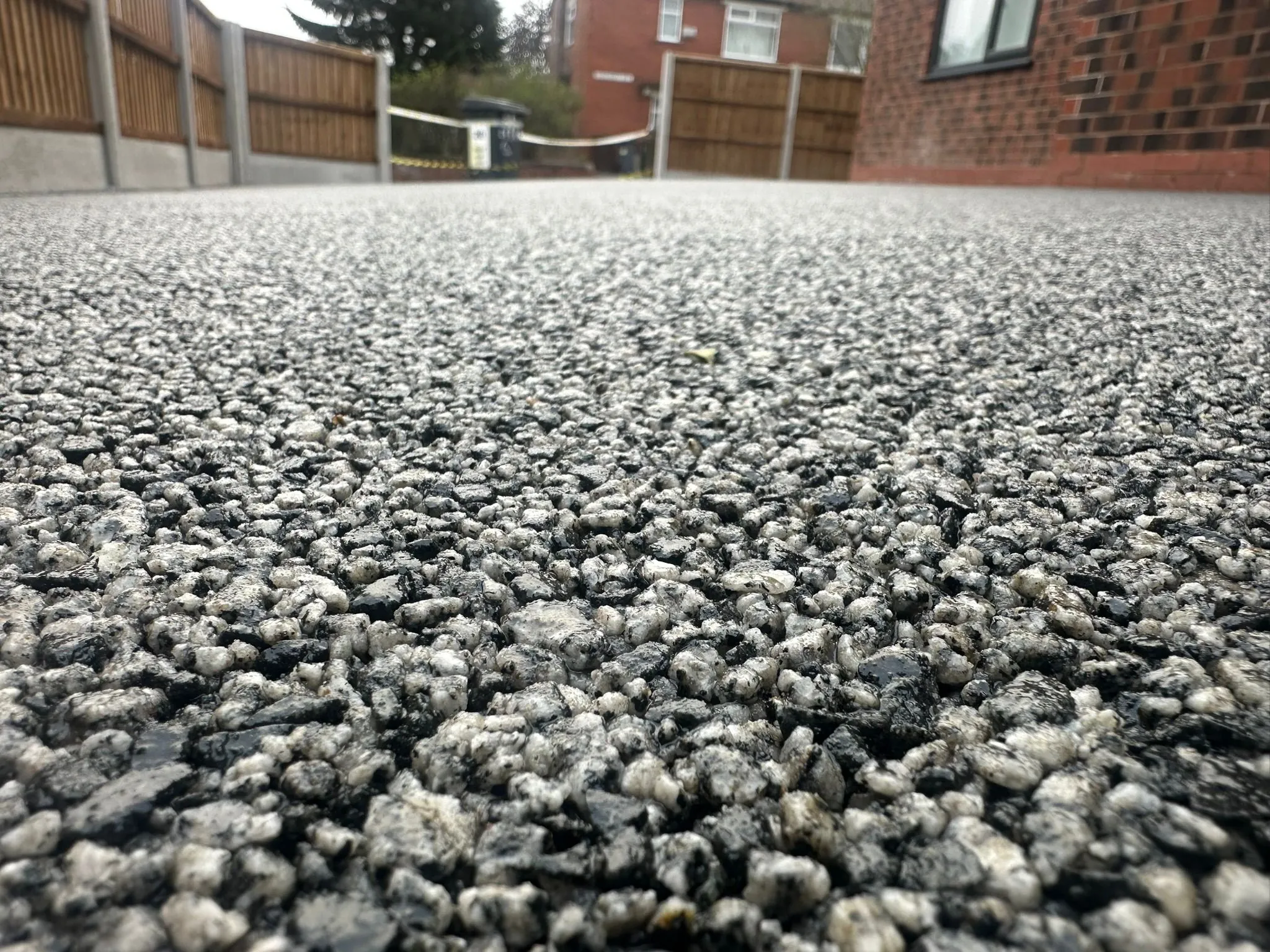 Black and white resin bound aggregate detail