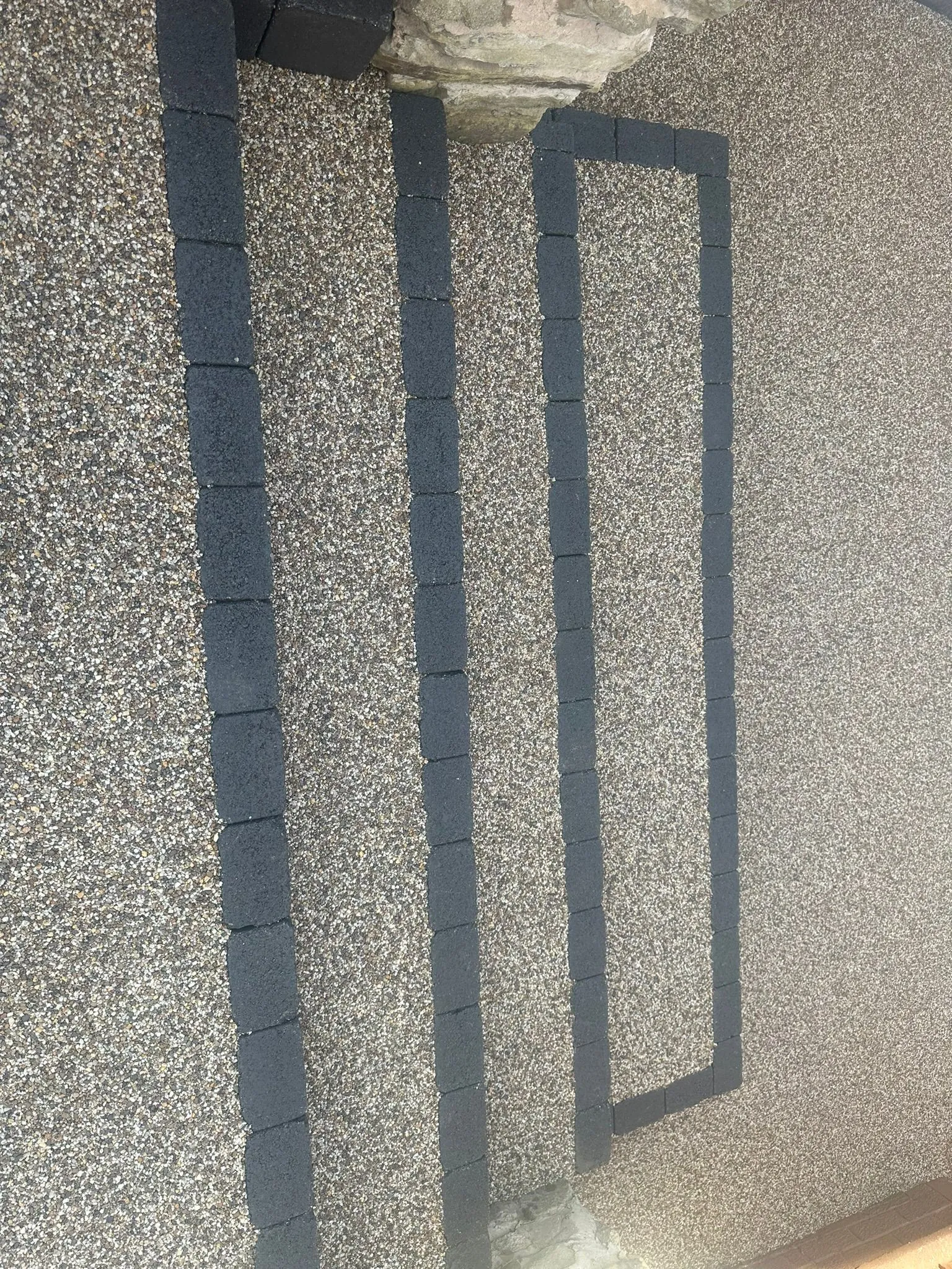 Charcoal resin path with block-edged steps