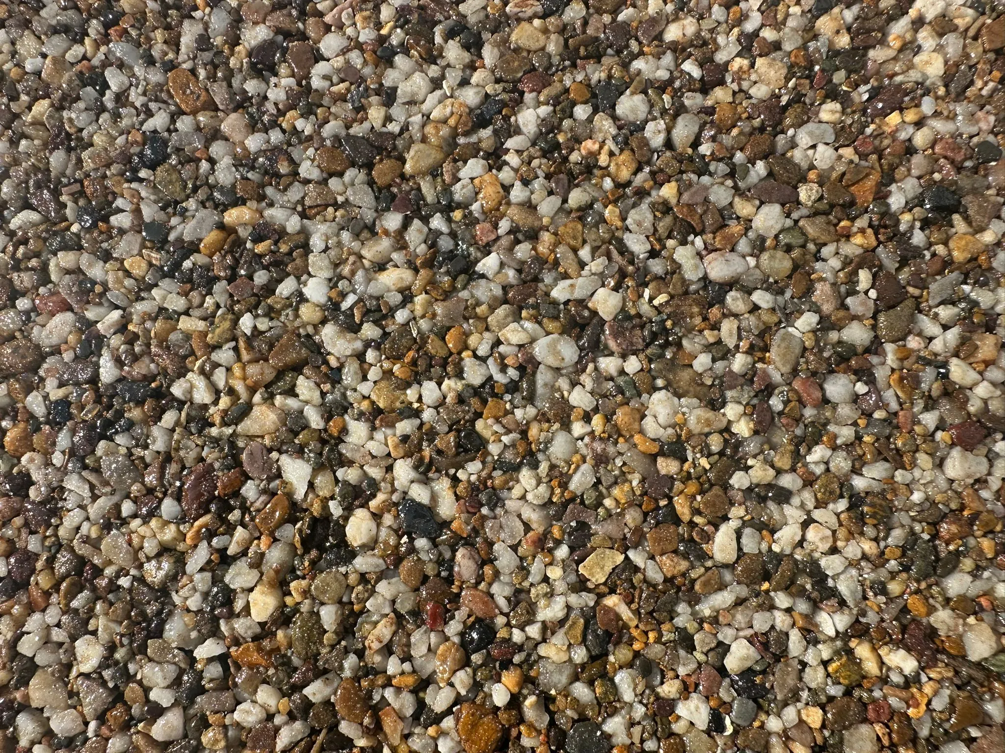 Multi-colour resin bound aggregate close-up detail