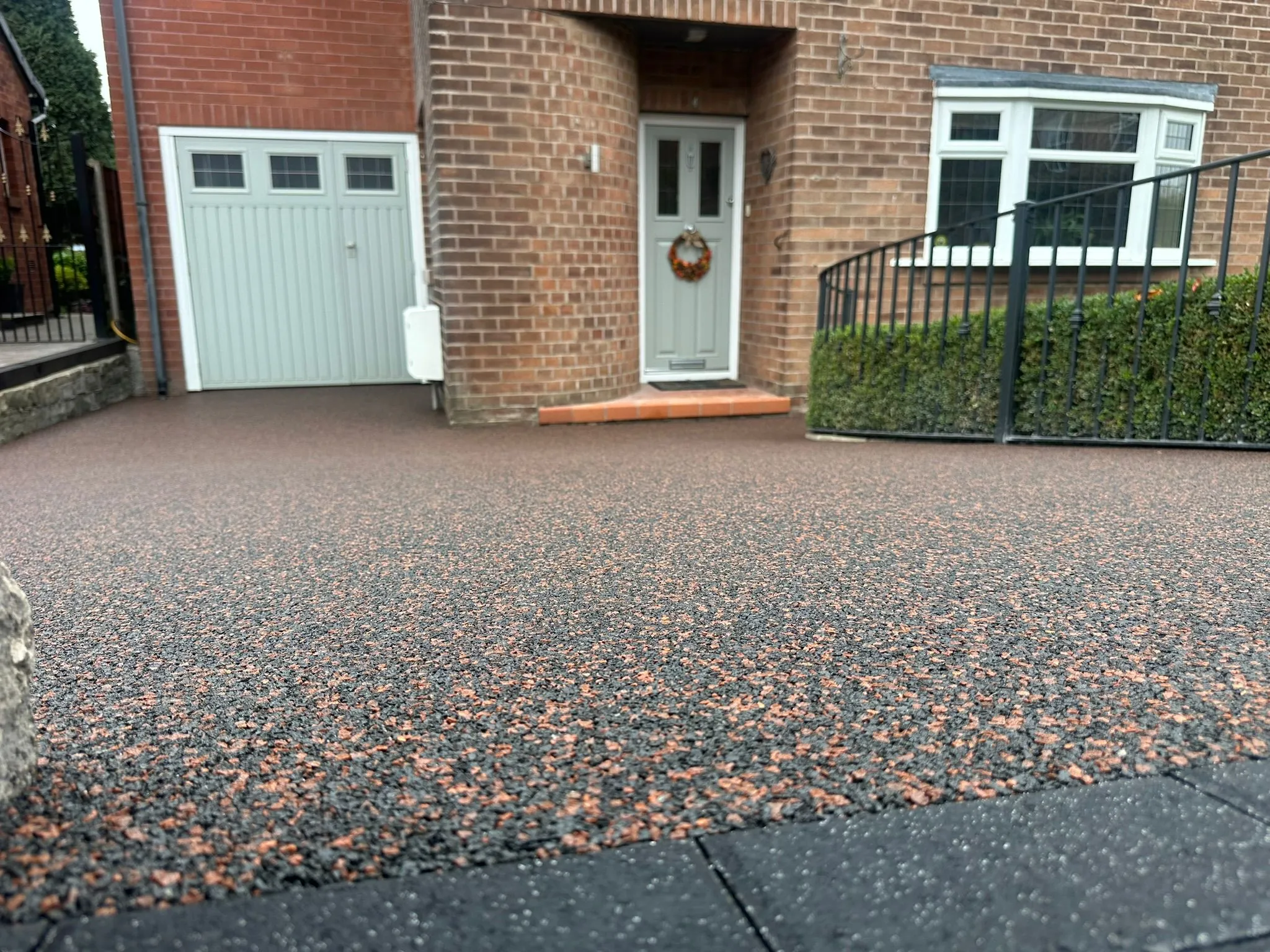 Terracotta resin bound driveway with porch entrance, Manchester