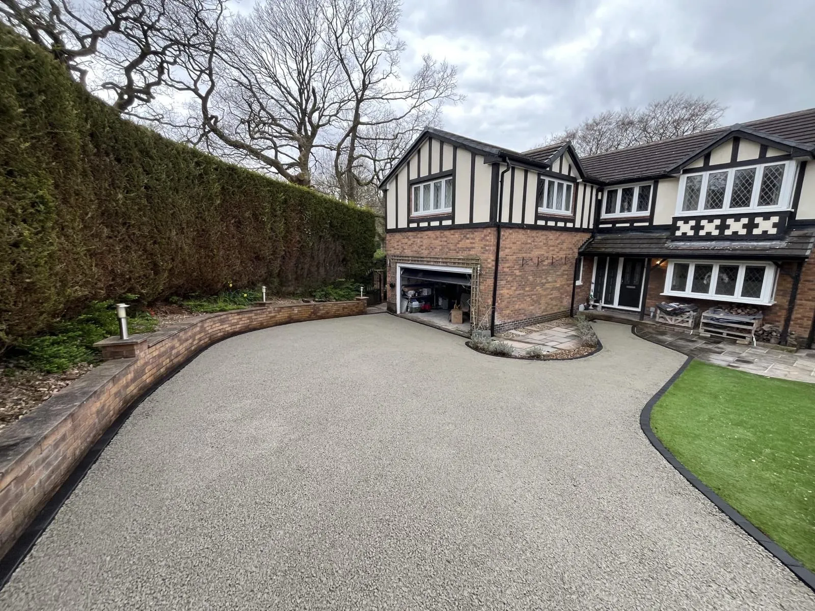 Prepared stone sub-base ready for resin on a Glossop driveway