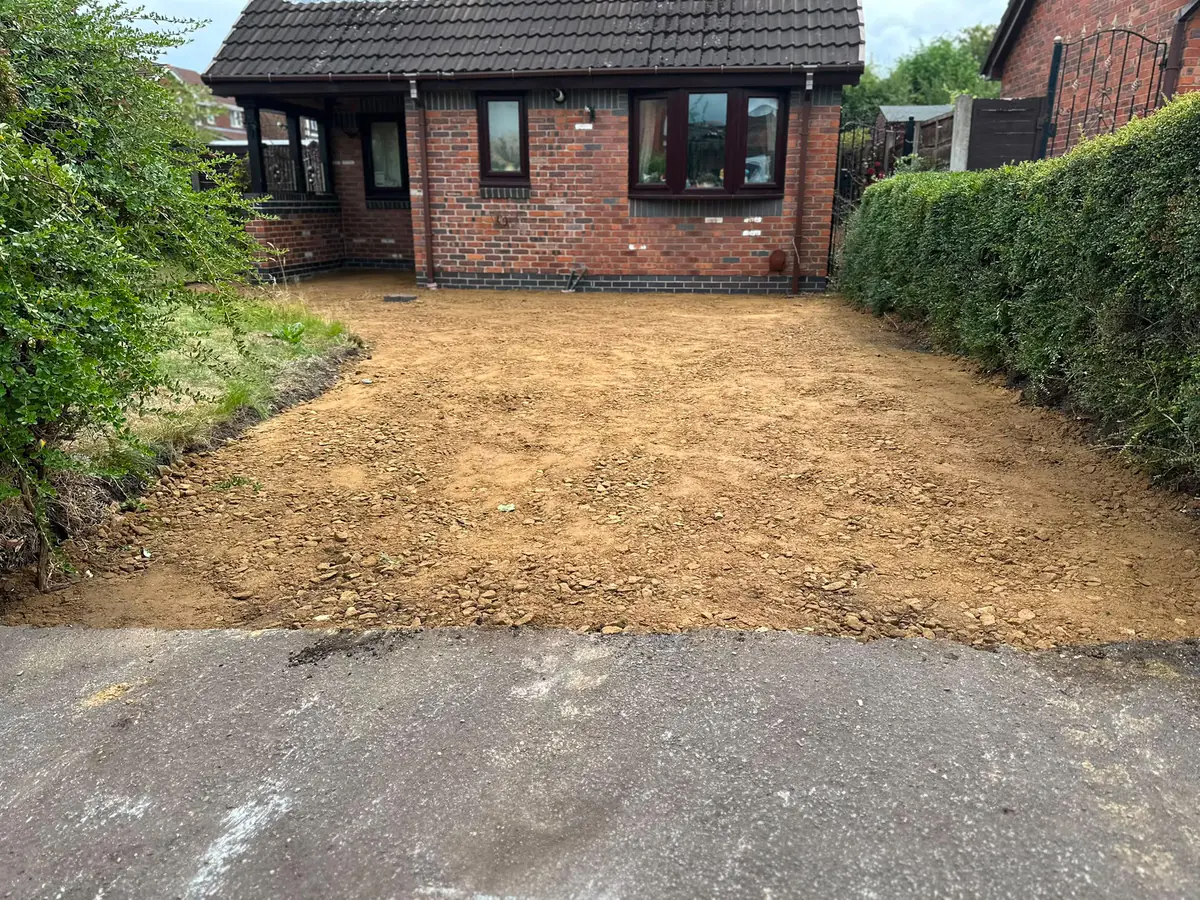 The excavated Hyde driveway seen from the road